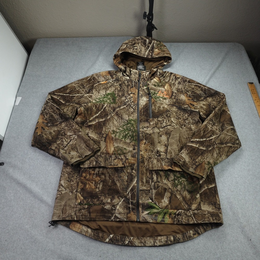 Realtree Jacket Mens Medium Brown Edge Camo Scent Factor Hunting Full Zip Hooded